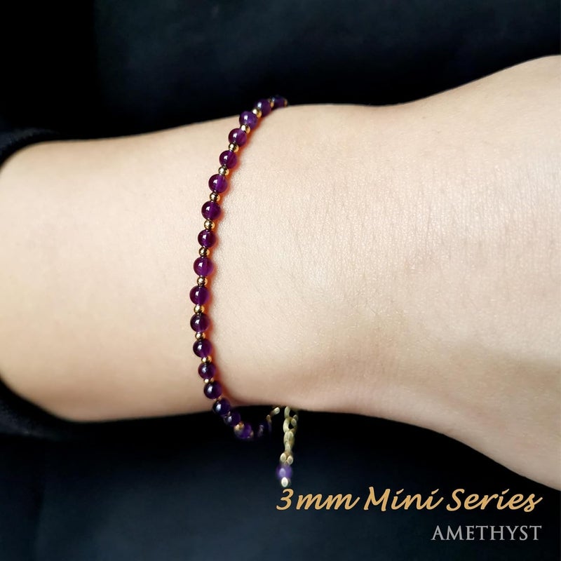 Morchic 3mm Tiny Beads Natural Gemstone Bracelet for Women, Adjustable 7.1" Energy Gem Charm Jewelry, Dainty Handmade Birthday Gift - Image 4